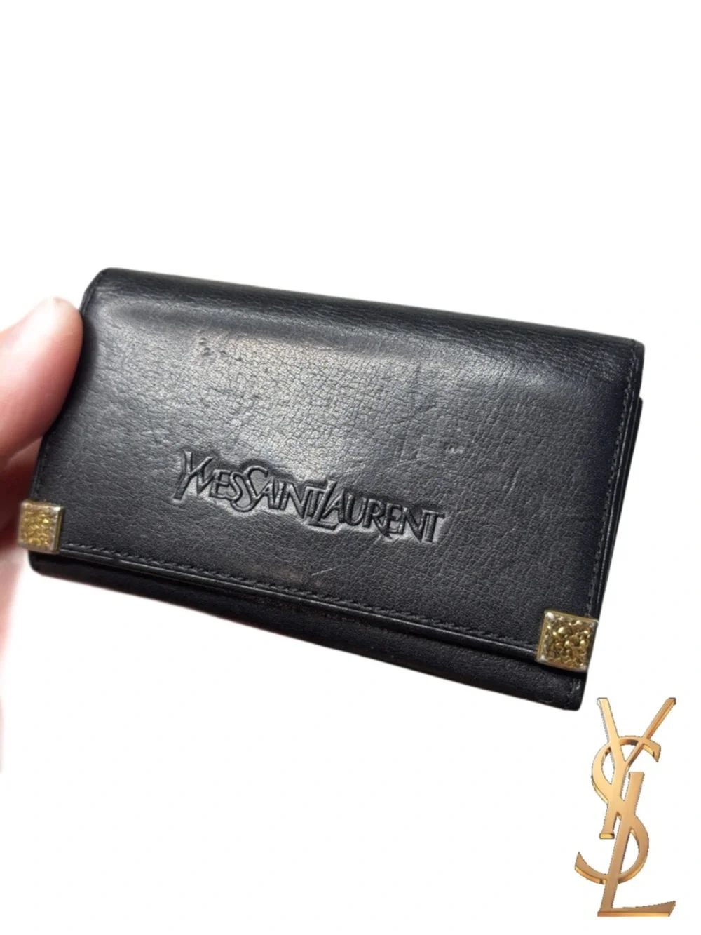 Yves Saint Laurent Black Leather Key & Card Holder Wallet- Full Inclusion - Picture 2 of 16